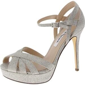 Nina Shoes Samara Glitter Stiletto Platform heels dark silver - 9.5